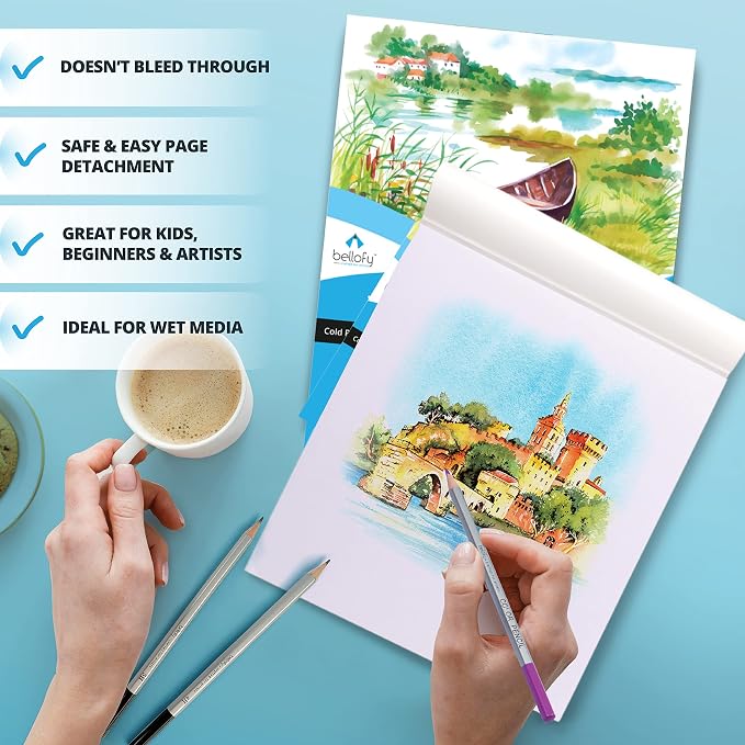 Bellofy 2X Watercolor Paper Pad, 100 Sheets, 9x12 Inches | Ideal - Image 3