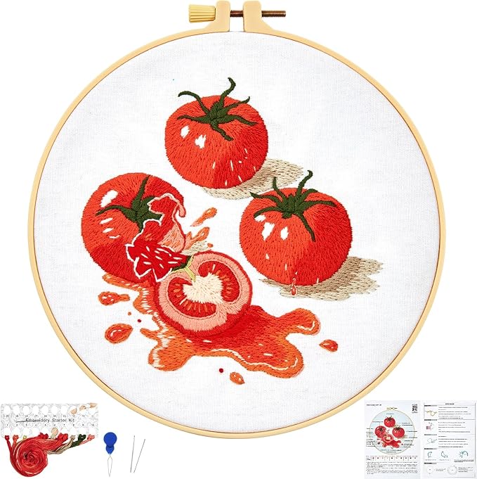 Tomato Embroidery Kits for Beginners Adults, Hand Embroidery Starter Kit by Unknown