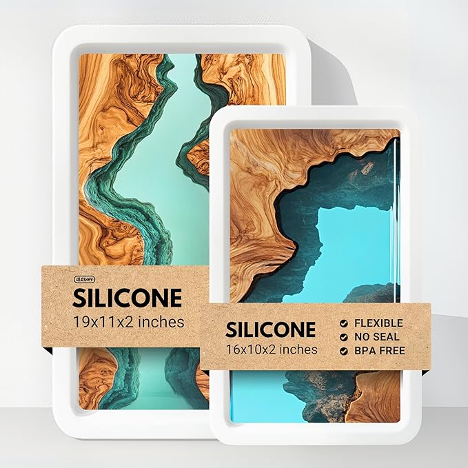 Alaskey® Large Premium Rectangular Resin Table Silicone Mold 16"x10" and by Alaskey