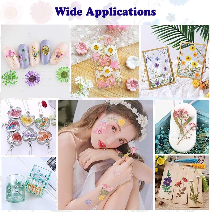 82Pcs Dried Pressed Flowers for Resin Molds, Real Vintage White Natural Bulk - Image 4