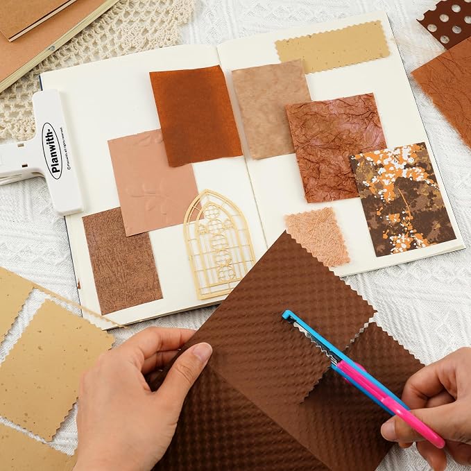 50 Sheets Brown Textured Scrapbook Paper Assorted Set | A5 Size, Mixed Special - Image 7