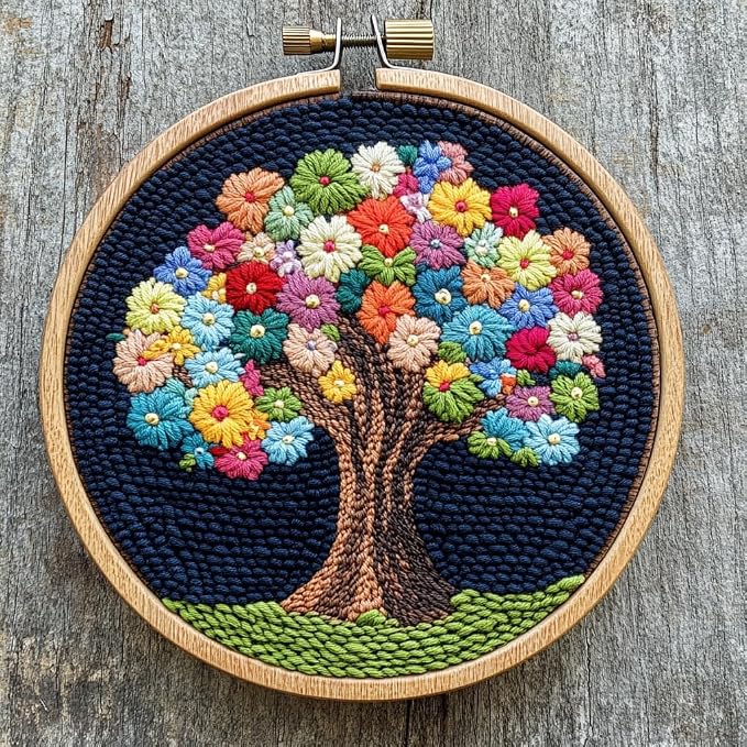 Punch Needle Kits for Beginners Life Colorful Tree 20x20cm-2 | Easy for by Unknown