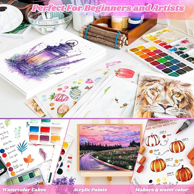 Watercolor Paper Bulk, Loose Drawing Paper | 30 Sheets Cold Press Artist Sketch - Image 5