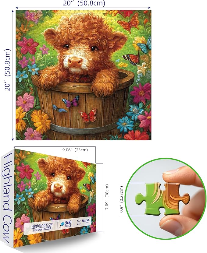 MINIWAN Funny Highland Cow 500 Piece Jigsaw Puzzle - Image 2