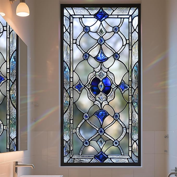 Stained Glass Window Privacy Film Static Cling by AOHMPT