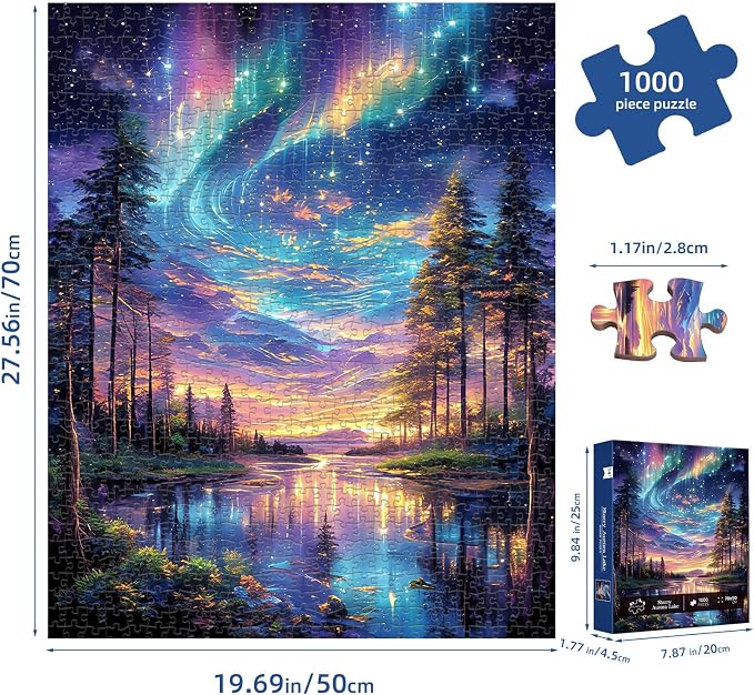 Starry Aurora Lake Puzzles for Adults 1000 Pieces, ImpossibleHard Challenging - Image 5