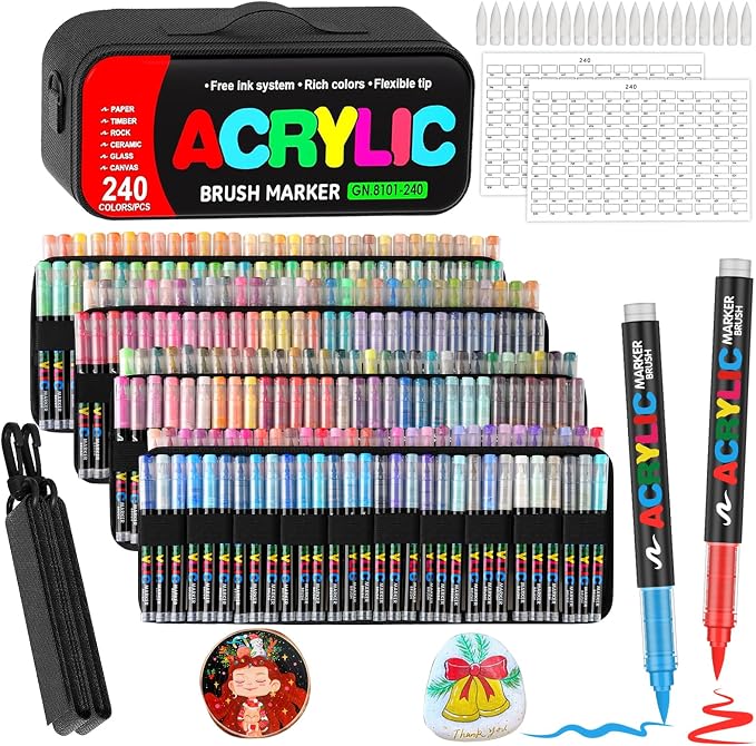 240 Colors Acrylic Paint Markers by Amamao