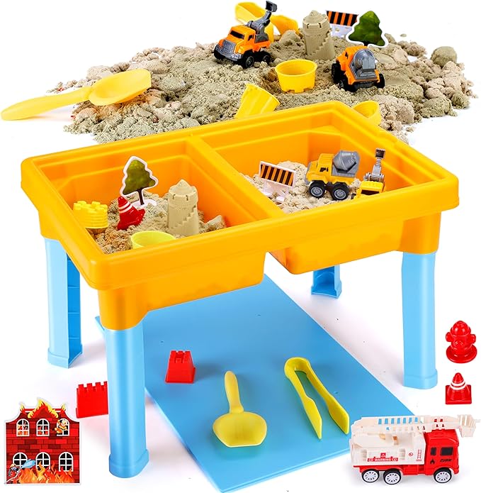 Carolart Construction Water & Sand Table, 2 in 1 Sensory Table Gift | by Carolart