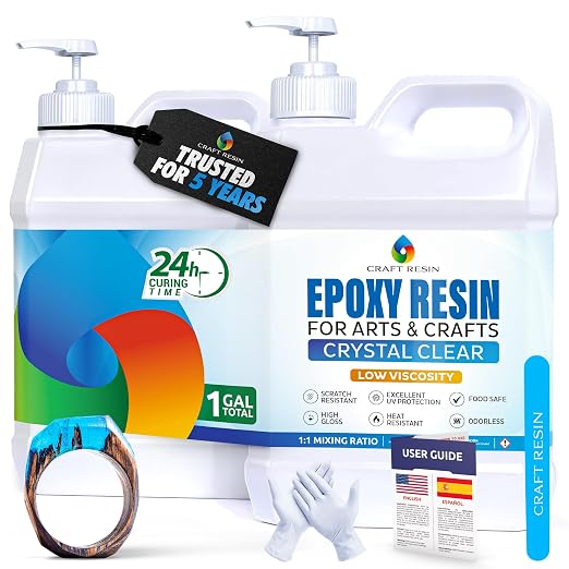 CRAFT RESIN 1 Gallon Crystal Clear Epoxy Resin Kit by CraftResin