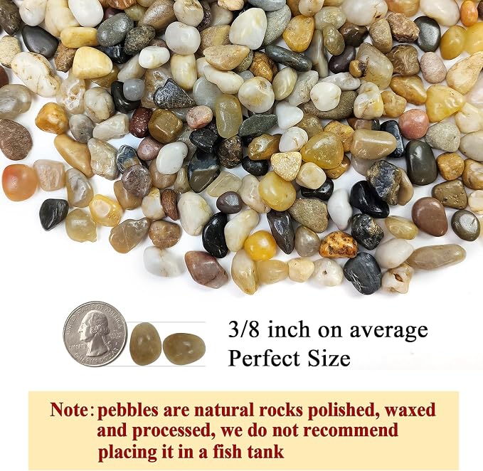 FANTIAN 2 Pounds Pebbles for Plants, 3/8 Inch Polished Pea Gravel. Decorative - Image 2