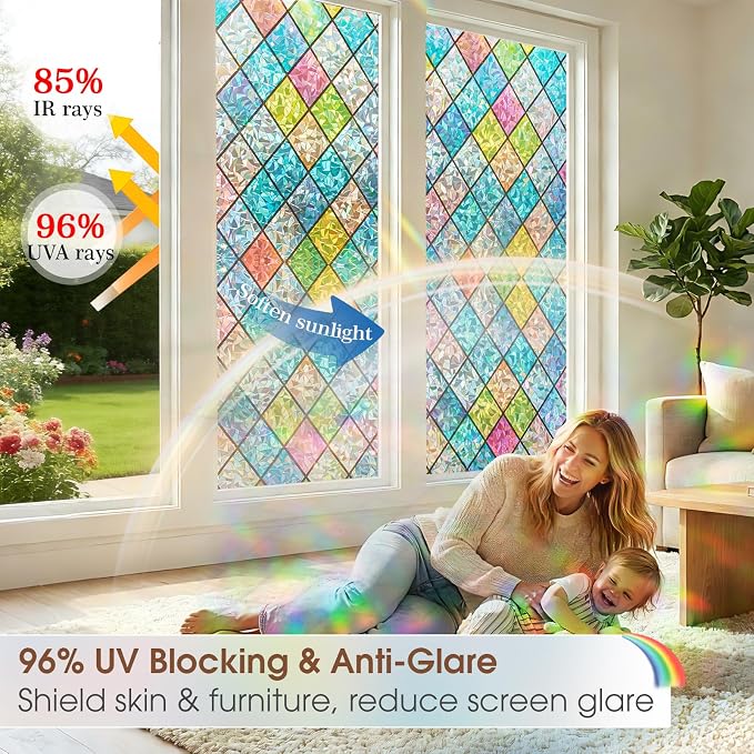 Coavas Window Privacy Film Stained Glass, Static Cling Window Stickers - Image 4