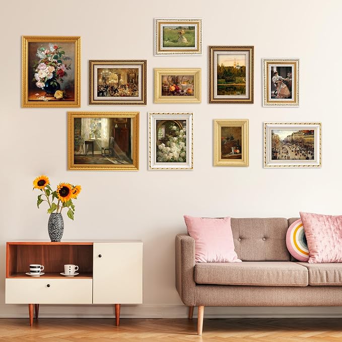 10-Pack Gold Vintage Picture Frames Set, Antique Gallery Wall Frame Set | Wall - Image 7