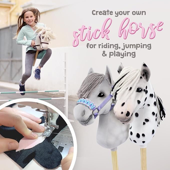 kullaloo DIY Hobby Horse Sewing Material Kit Make a Leopard-Spotted Stick Pony - Image 2