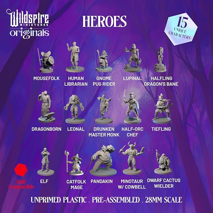Wildspire Hero, Player-Character, NPC DND Miniatures, 28mm32mm Unpainted D&D - Image 2