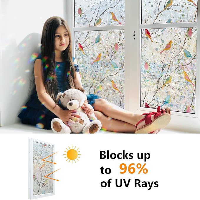 Ranzdn Window Privacy Film, Stained Glass, Static Cling, 17.5" x 78.7" | No - Image 3