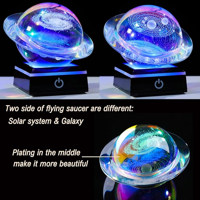 Qianwei 3D Solar System Model Galaxy Crystal Ball Astronomy Gift Room Decor | - Image 2