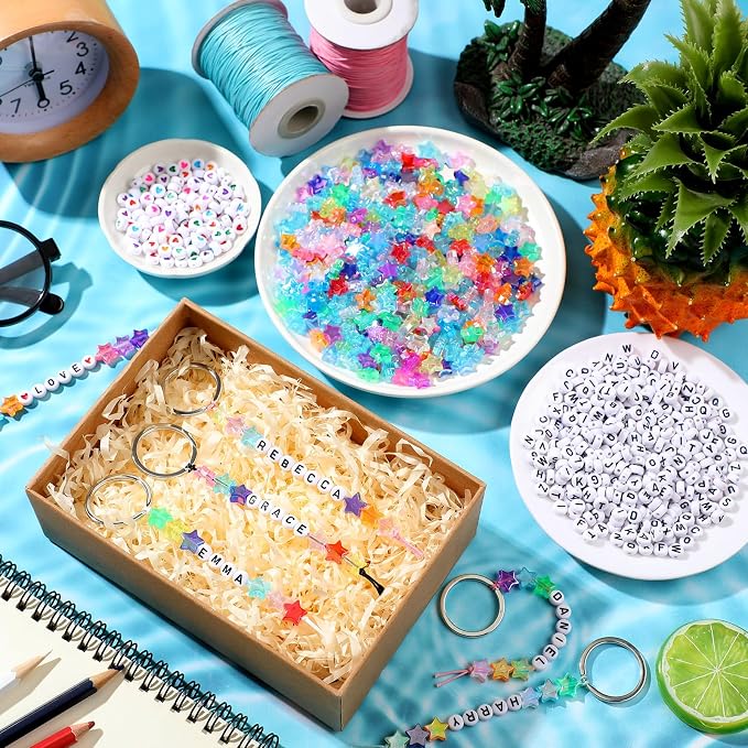Landical 564 Pcs Star Beads Keychain Making Kit Star Key Chain DIY Craft - Image 2