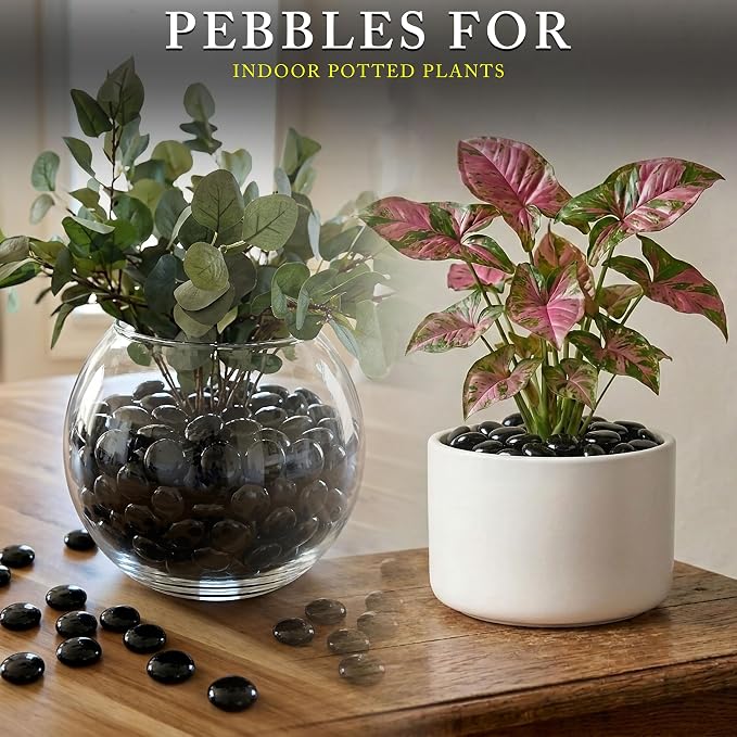 ARSUK Flat Marbles Black Vase Filler Glass Pebbles – Decorative Glass Beads - Image 8