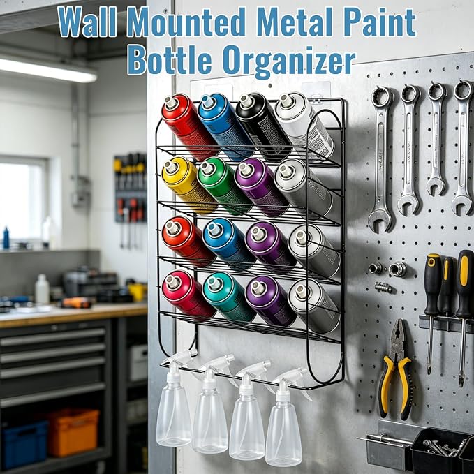 Spray Can Holder Storage Rack Wall Mounted, Metal Spray Paint Rack Organizer - Image 7