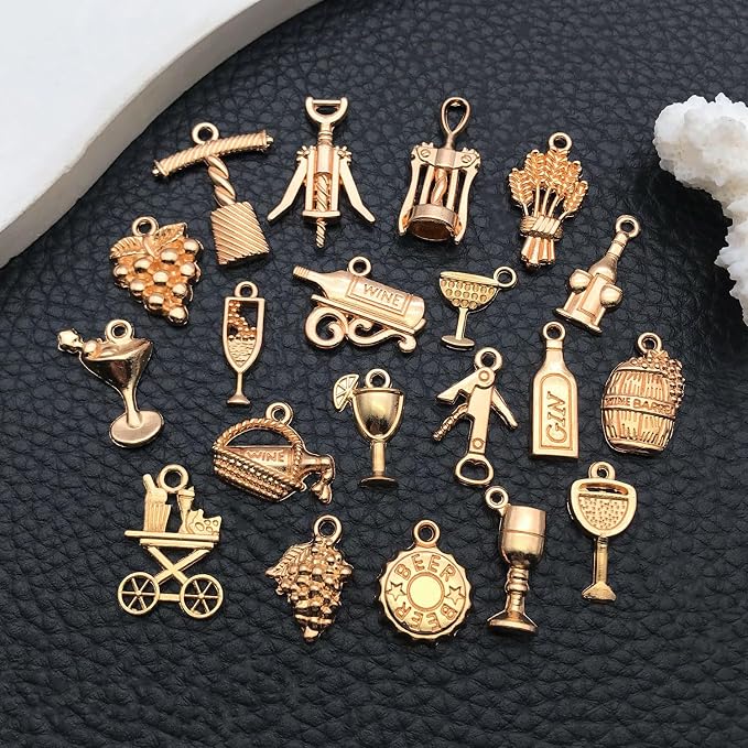 WOCRAFT 60pcs KC Gold Wine Charms Bracelet Charms - Image 3
