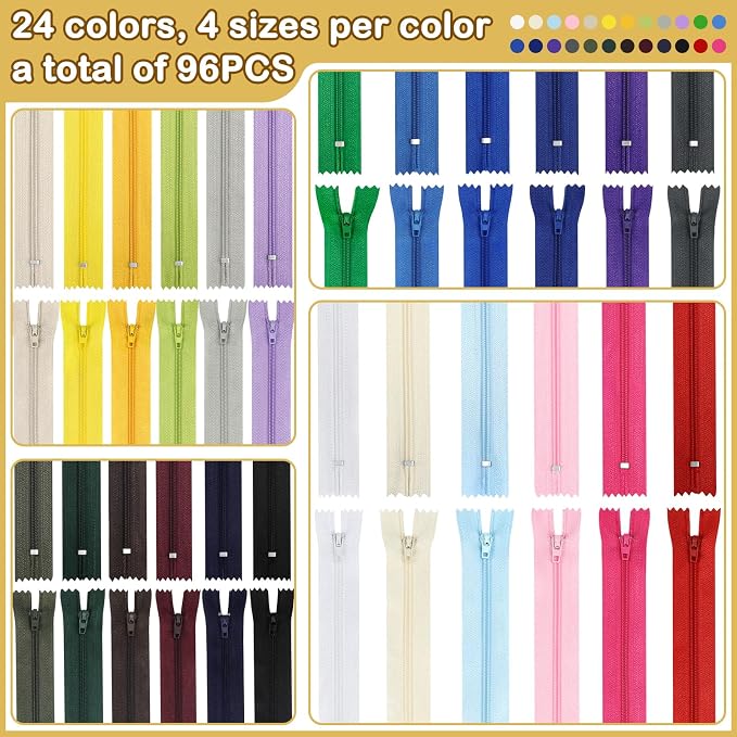Zippers, DOITEM 48 pcs Zippers for Sewing 6 Inch 10 Inch Multicolor Nylon Coil - Image 4