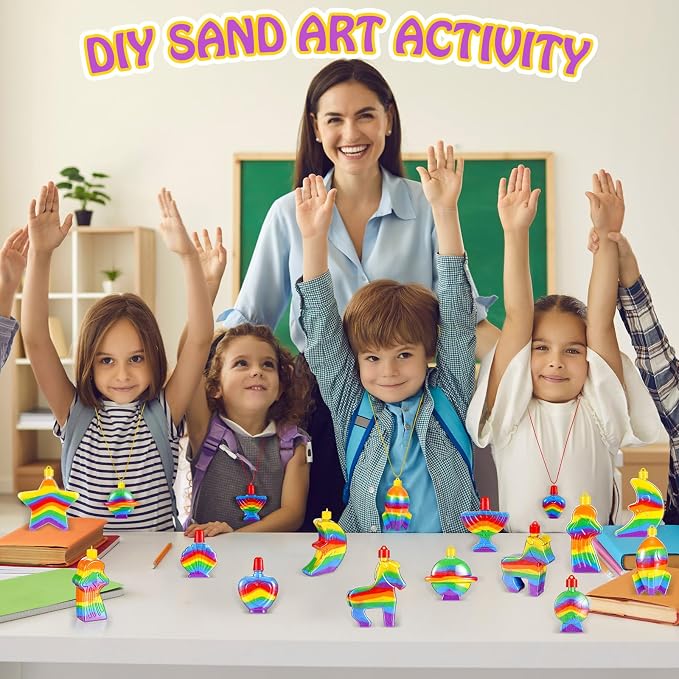 Uiifan 100 Pcs Sand Art Bottle Necklaces Bulk Sand Art Craft Kits - Image 6