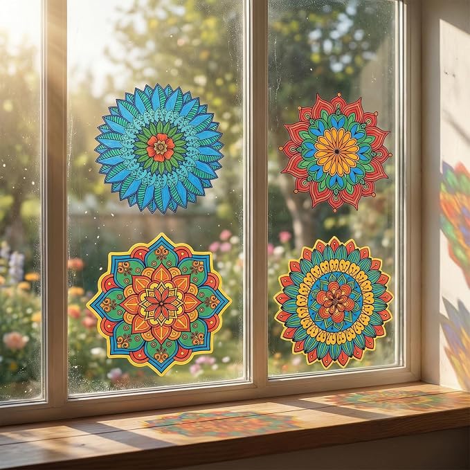 Thboxes Stained Glass Window Cling Art Kit, 12 Color Double-ended Markers 10 - Image 6