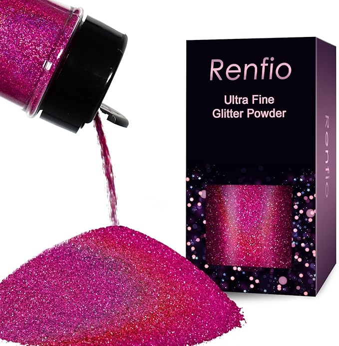 Renfio Holographic Ultra Fine Glitter Powder Metallic Resin Glitter 2.11 Oz by Renfio