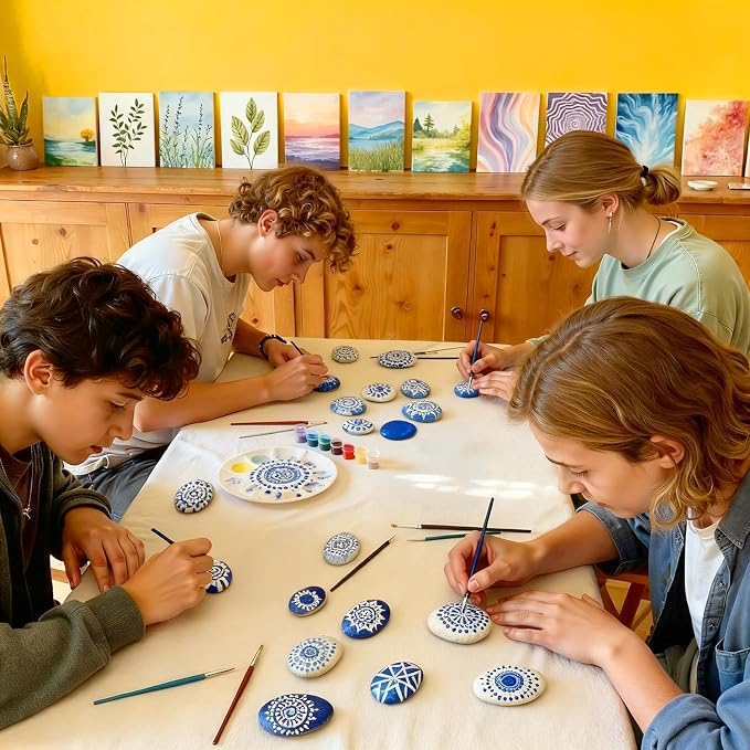 Simetufy 60 Pcs Painting Rocks Bulk, River Rocks to Paint - Image 5