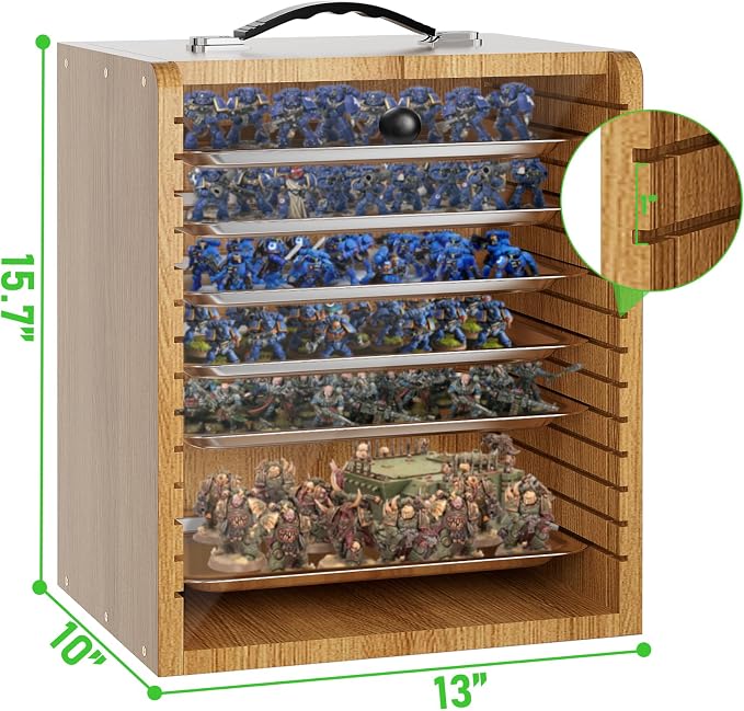 Miniature Storage Case for Collectibles Miniatures, Wooden Display Cases - Image 3