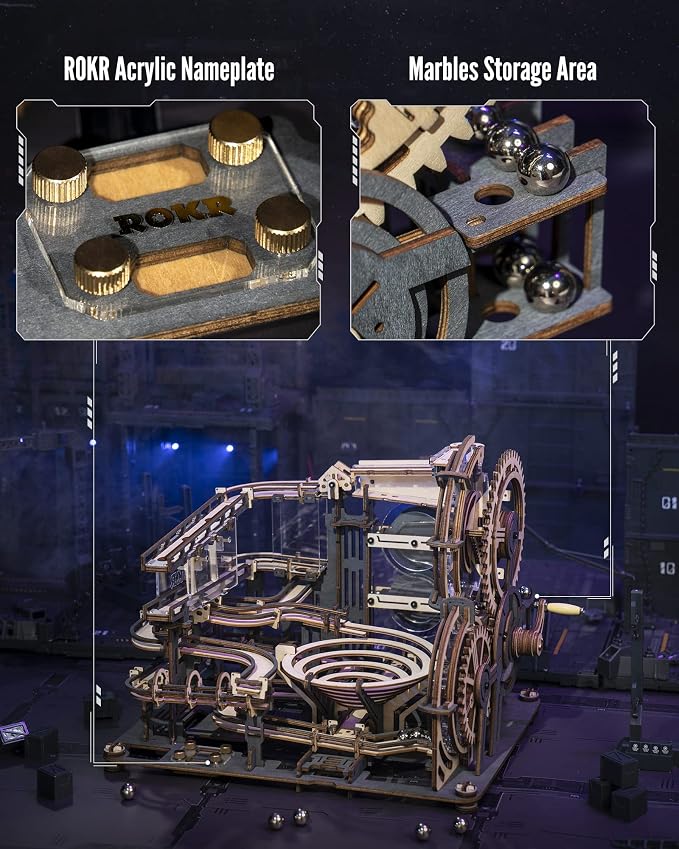 ROKR 3D Wooden Puzzles for Adults Marble Run Model Building Kit - Image 6