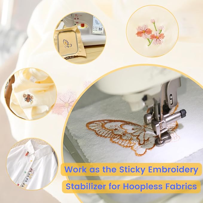 New brothread 24PCS 8.5"x11" Sticky Water Soluble Embroidery Stabilizer - Image 6