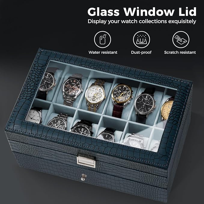 ProCase Watch Box, 12 Slot Mens Watch Case - Image 6