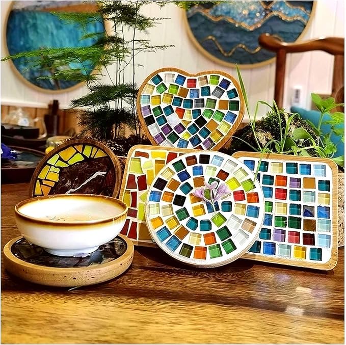 Mosaic Tiles Squares Dark Yellow Crystal Mosaic Glass Tile - Image 5