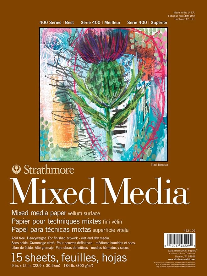Strathmore Mixed Media Vellum Paper Pad 9"X12"-15 Sheets -62462109 by StrathmorePaper