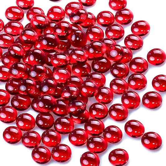 CYS EXCEL Red Glass Gemstone Beads Vase Fillers Flat Marble Beads Multiple by CYSEXCEL%C2%AE