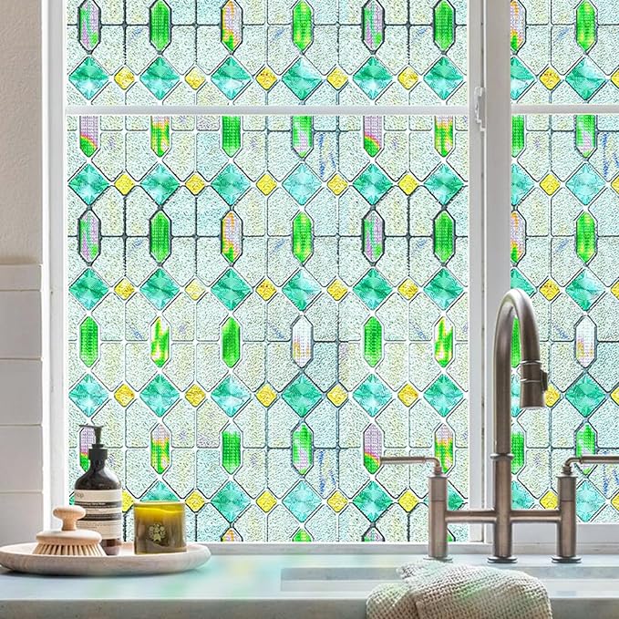 3D Stained Glass Window Film, Decorative Window Privacy Film by ADDHERES