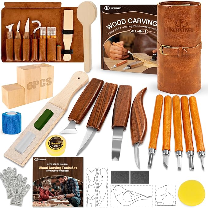 Wood Carving Kit, Wood Whittling Knife Kit by KKERNOWO