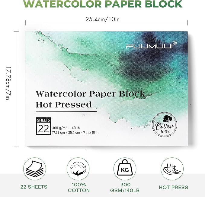 Fuumuui Watercolor Paper Block 7x10 Inch, Smooth Surface 100% Cotton Watercolor - Image 6