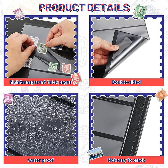 20 Sheet Stamp Pages for Stamp Album Binder 1/2/3/4 Pockets Collectors Postage - Image 4