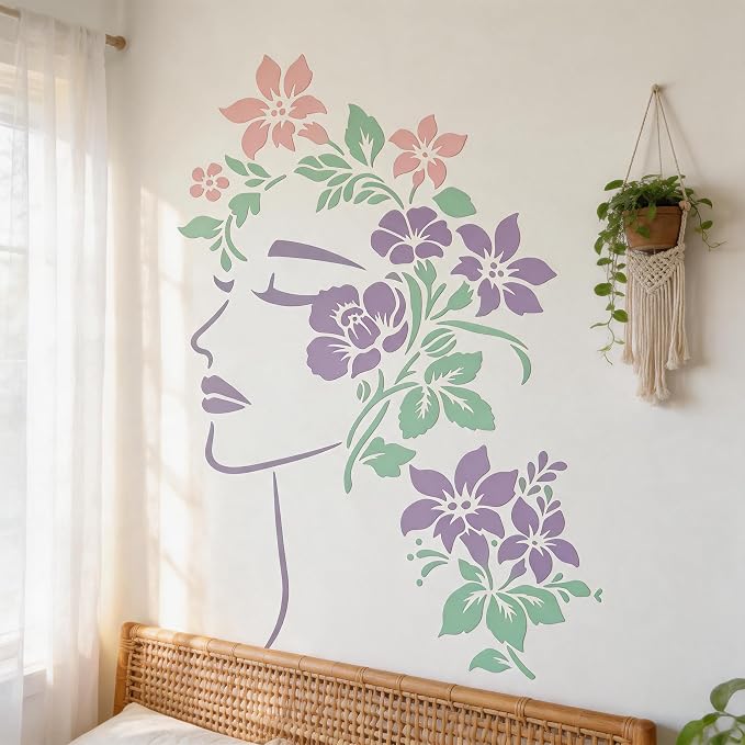 TIAMECH A4 Reusable Floral Woman Face Stencil - Image 5