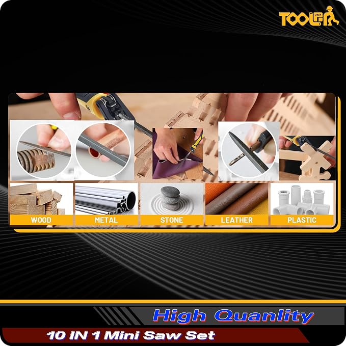 TOOLAN: 10-In-1 Model Craft Hand Saw & File Set. DIY Mini Razor Saw&File Kit - Image 3