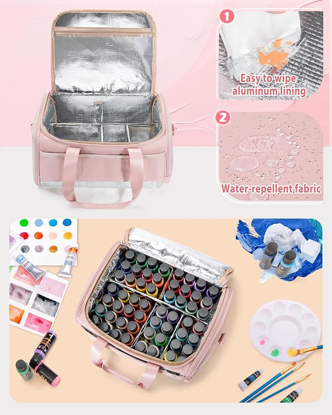 Marscamd Acrylic Paint Organizer Holds 60 Bottles, Acrylic Paint Storage Bag - Image 4