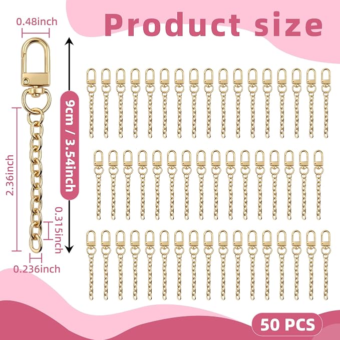 NCIWAN 50 PCS Keychain Making Kit Swivel Snap Hook Lobster Claw Clasps and - Image 2