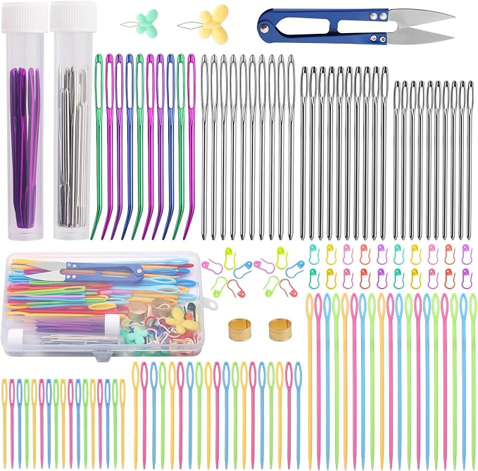 150 Pcs Yarn Needle Set, Bent Tapestry Needles, Darning Needles by Bupete