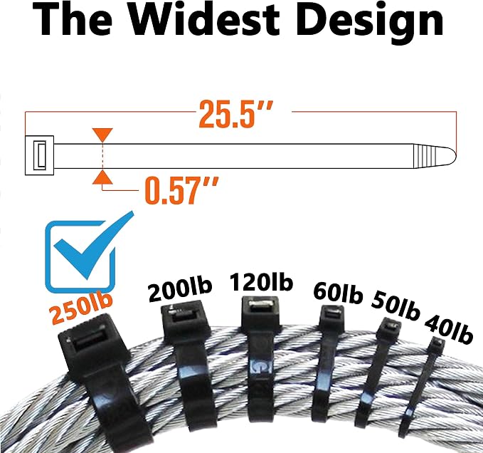 250lb Large Zip Ties Heavy Duty 24 Inch Outdoor - Image 2