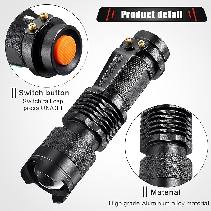 Honoson Red Light Flashlight LED Single Mode Torch 1 Mode Scalable Red Lens - Image 2