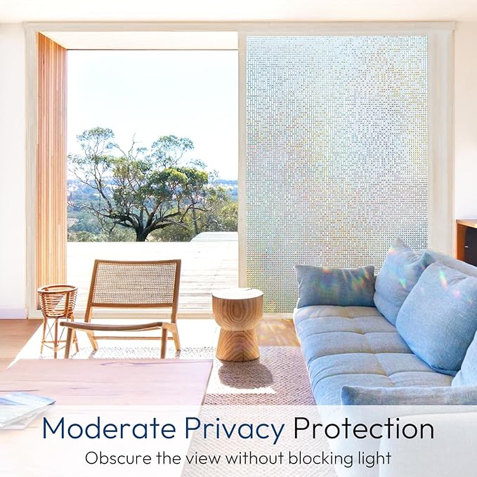 rabbitgoo Window Privacy Film, Mosaic Stained Glass Film, 17.5" x 118.1" | - Image 3