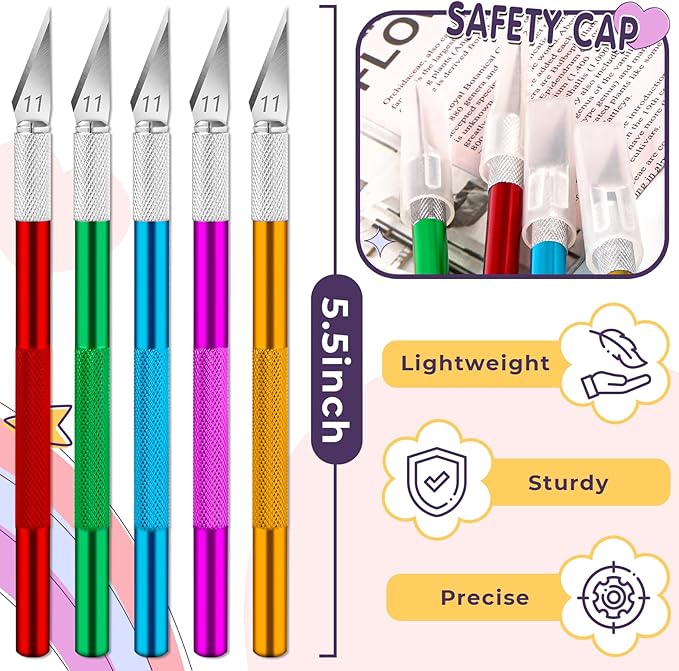 DIYSELF 50-Piece Exacto Knife, Aluminum Alloy Handle, Precision Craft Knife Set - Image 7