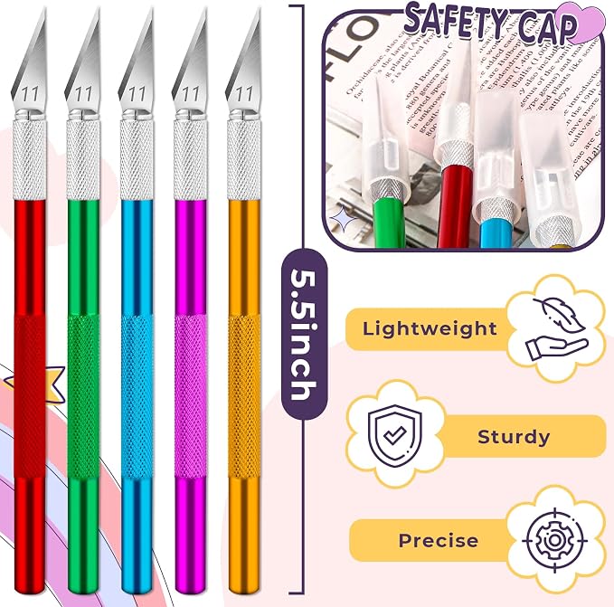 DIYSELF 50-Piece Exacto Knife, Aluminum Alloy Handle, Precision Craft Hobby - Image 7
